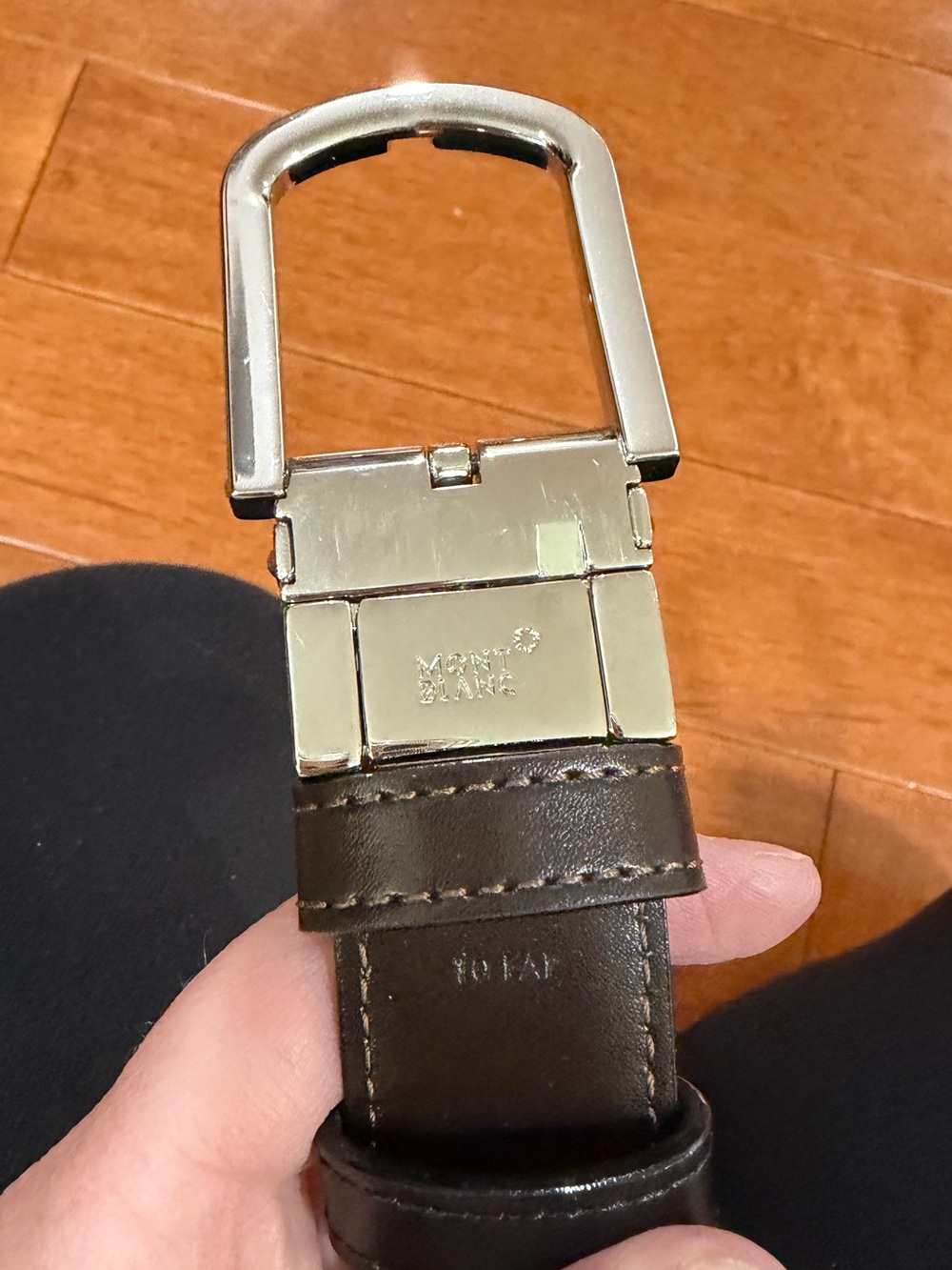 Montblanc Men’s Reversible Black & Brown Leather Belt w Silver Buckle - Picture 4 of 5